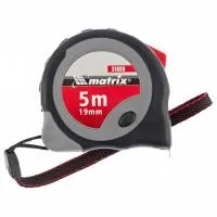 Рулетка Continuous fixation, 5 м, 19 мм, обрезиненный корпус, плавная фиксация, Matrix
